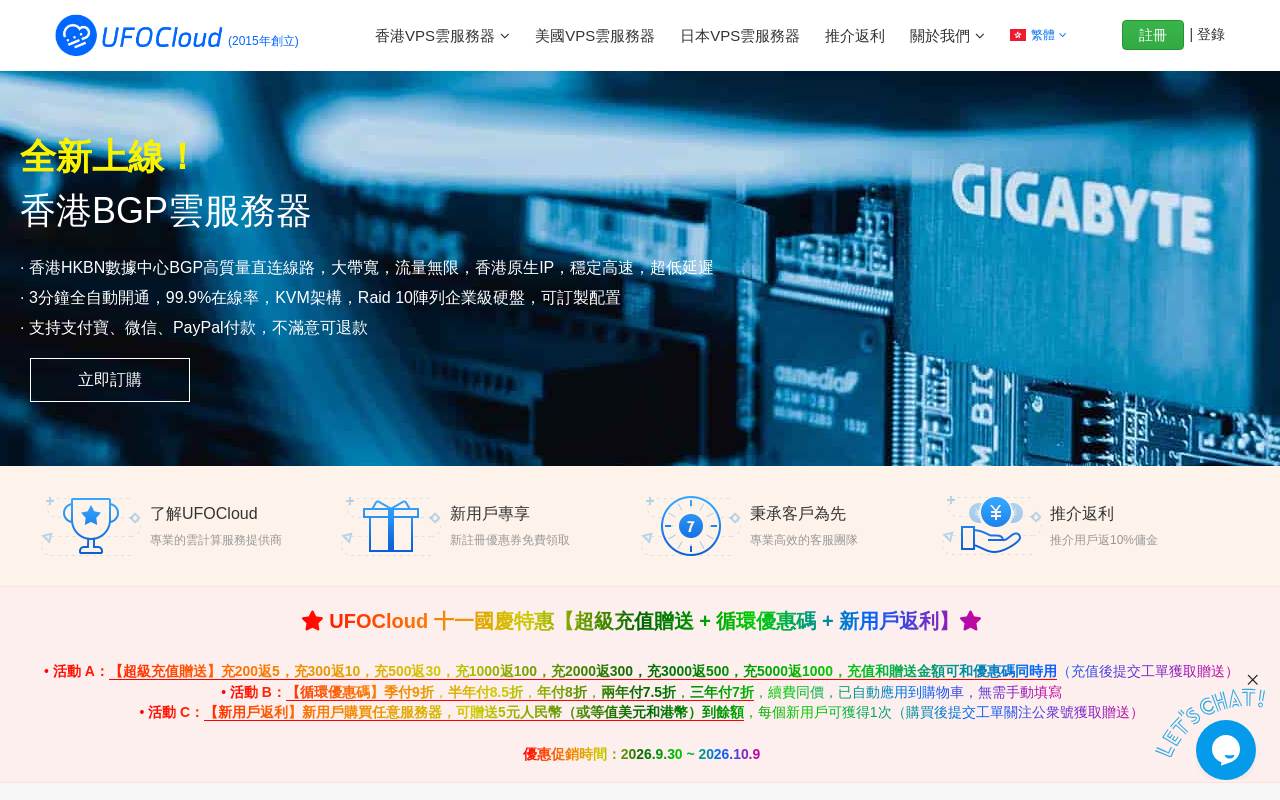 UFOVPS 官网截图
